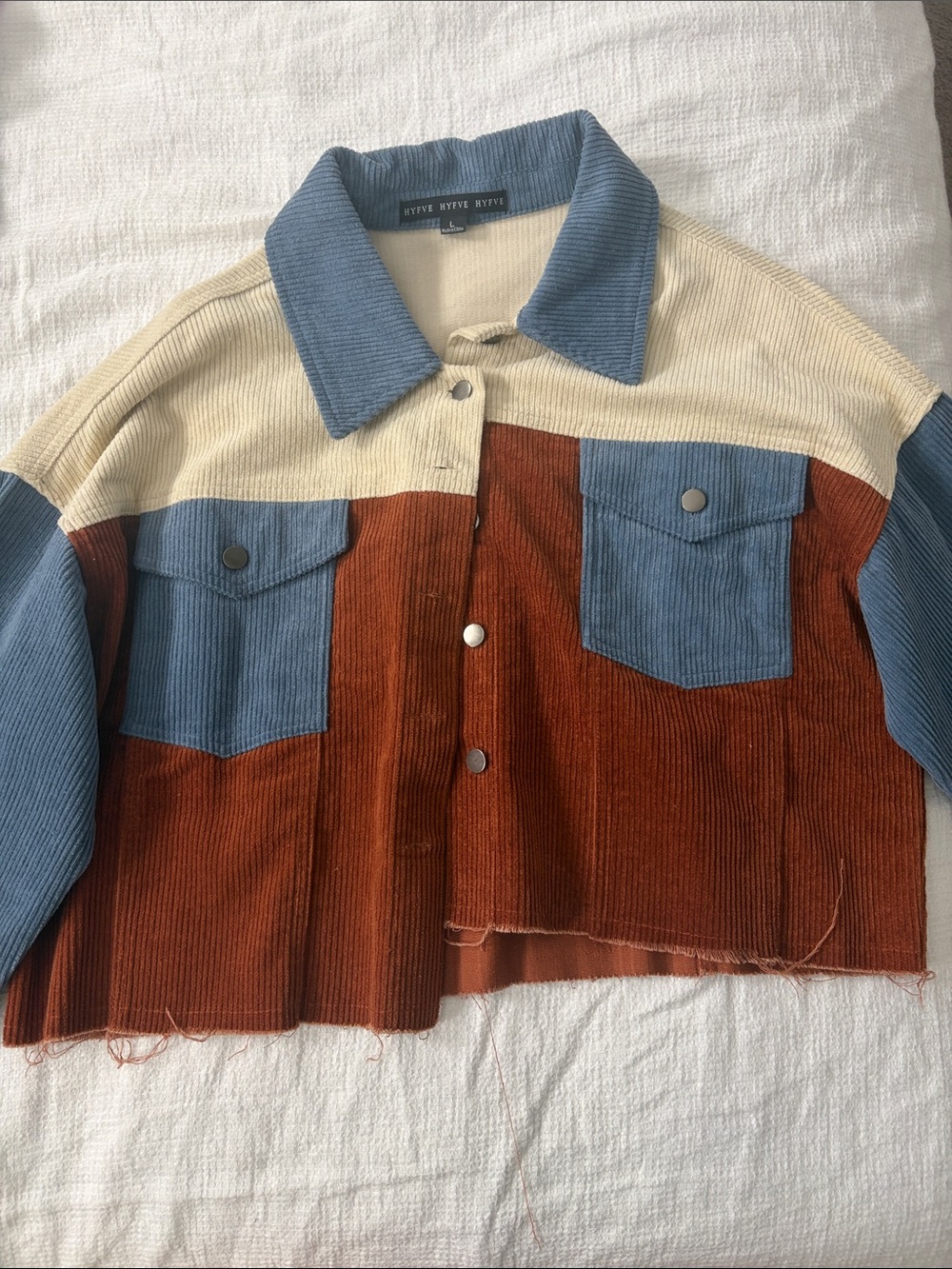 HYFVE Colorblock Corduroy Jacket - Blue, Rust & Cream